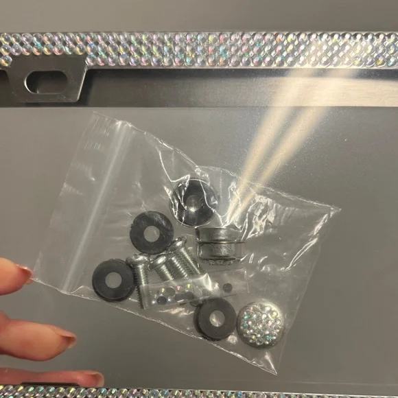 Silver Rhinestone License Plate Frame - Picture 2 of 3